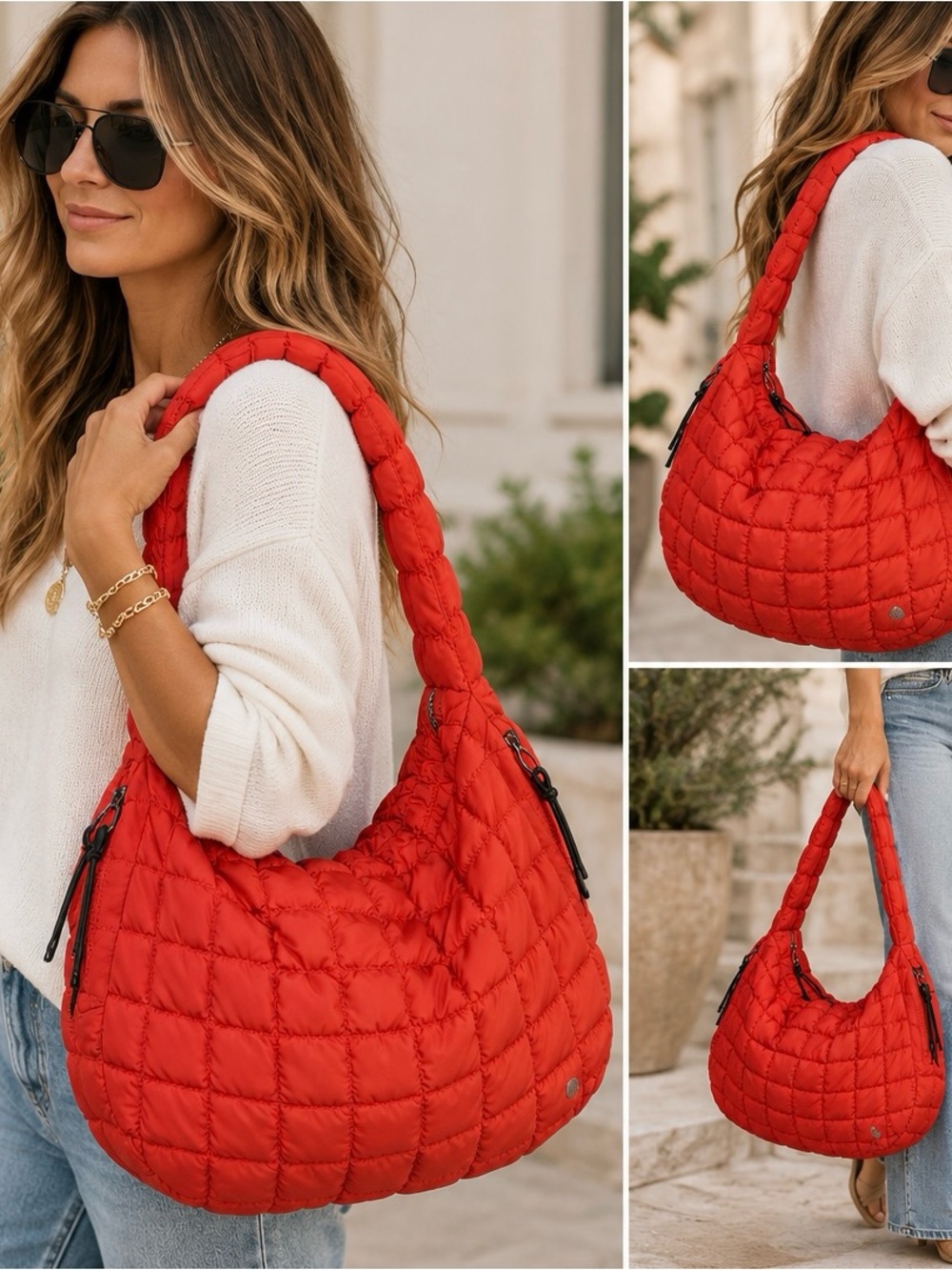 Free People Quilted Carryall Bag Shoulder Bag in Orange